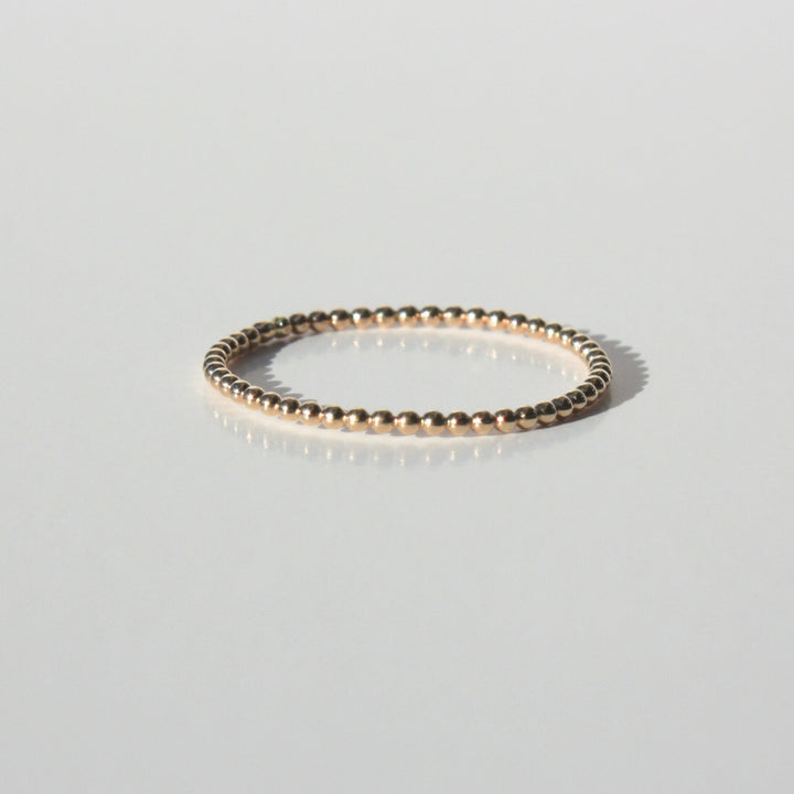 14K Gold Dainty Beaded Ring