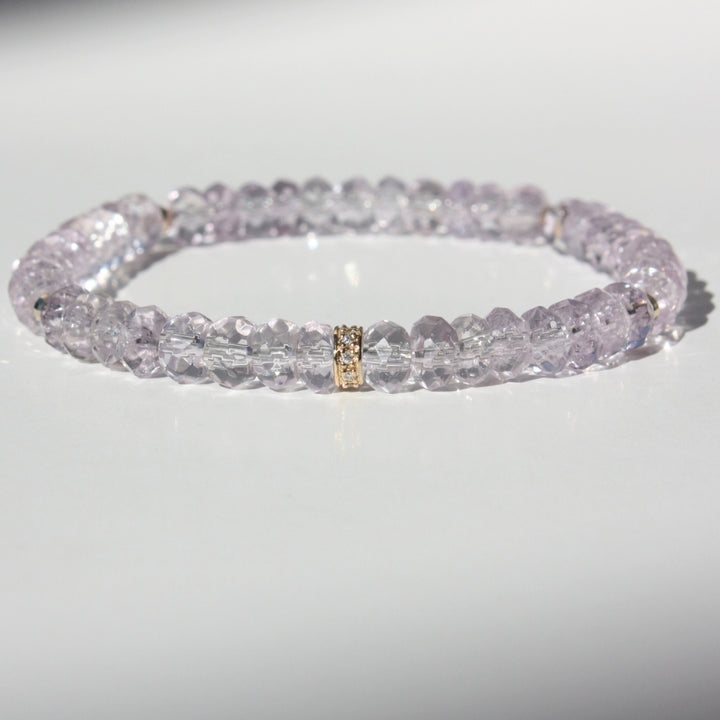 14K Gold Diamond Rondelle Amethyst Bracelet