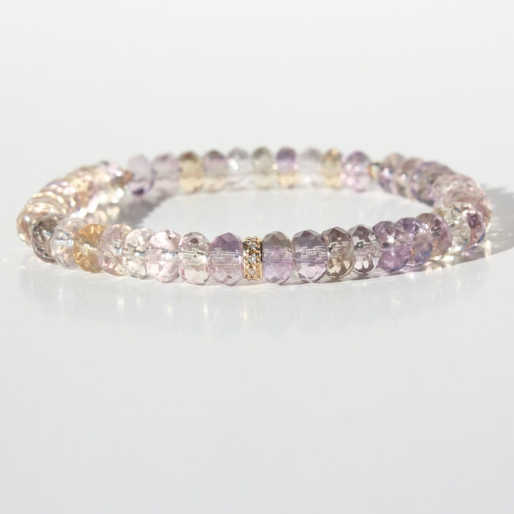 14K Gold Diamond Rondelle Ametrine Bracelet