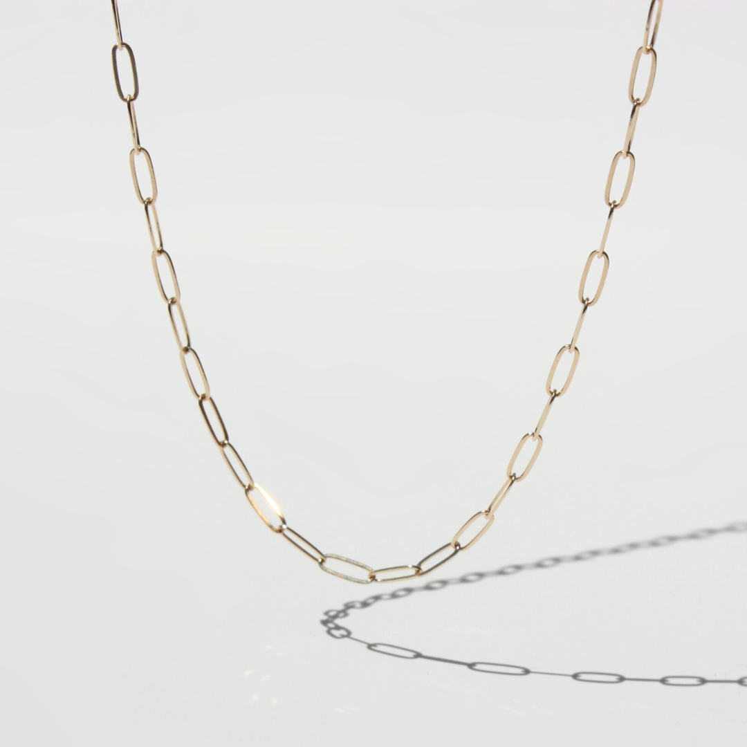 14K Gold Paperclip Necklace