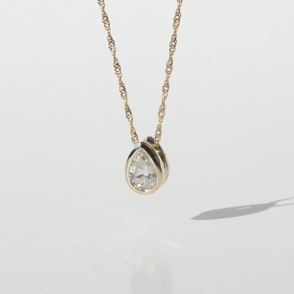 14K Gold Pear Diamond Necklace