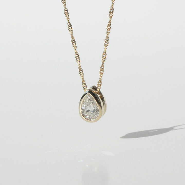 14K Gold Pear Diamond Necklace