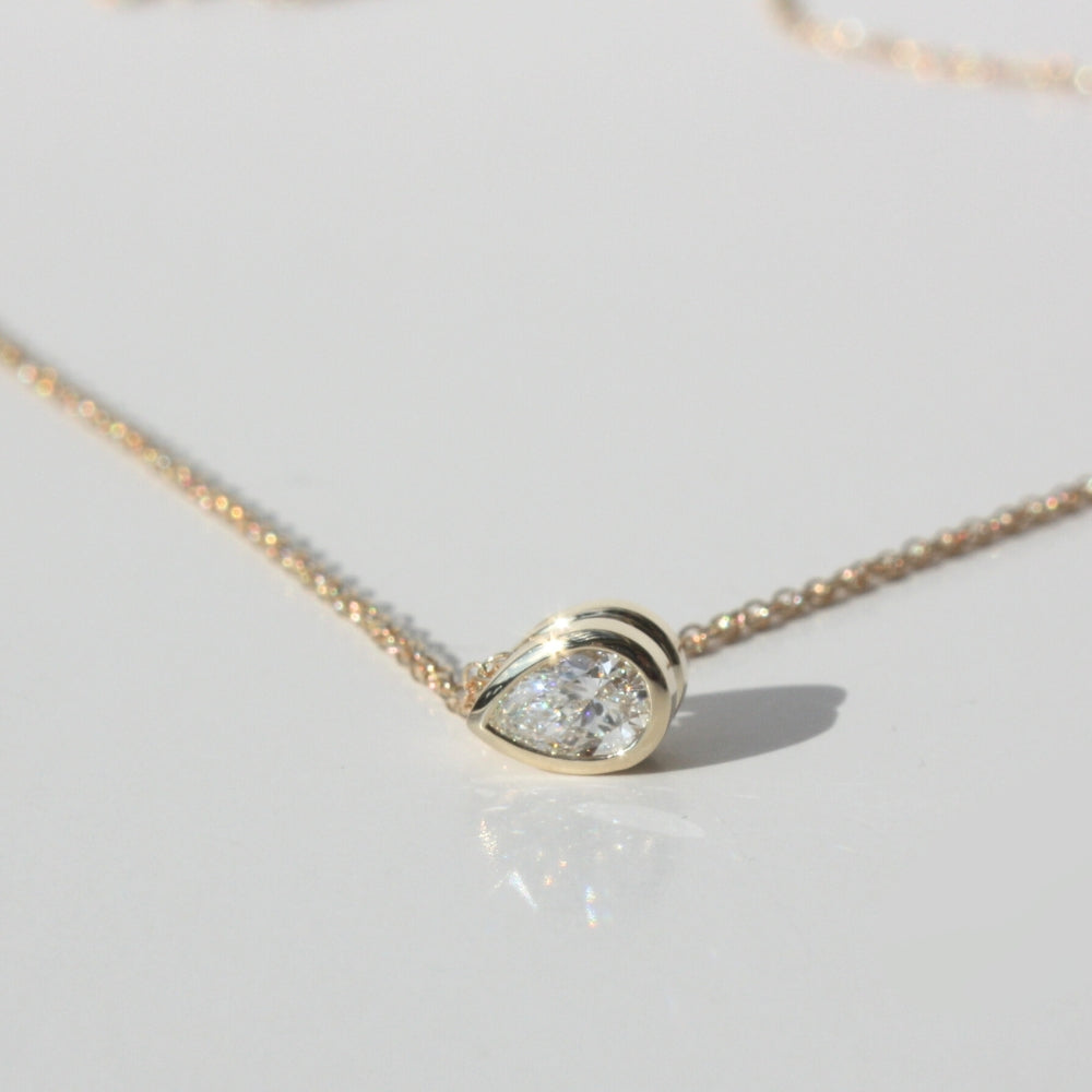 14K Gold Pear Diamond Necklace