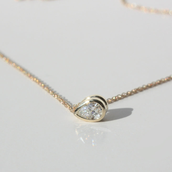 14K Gold Pear Diamond Necklace
