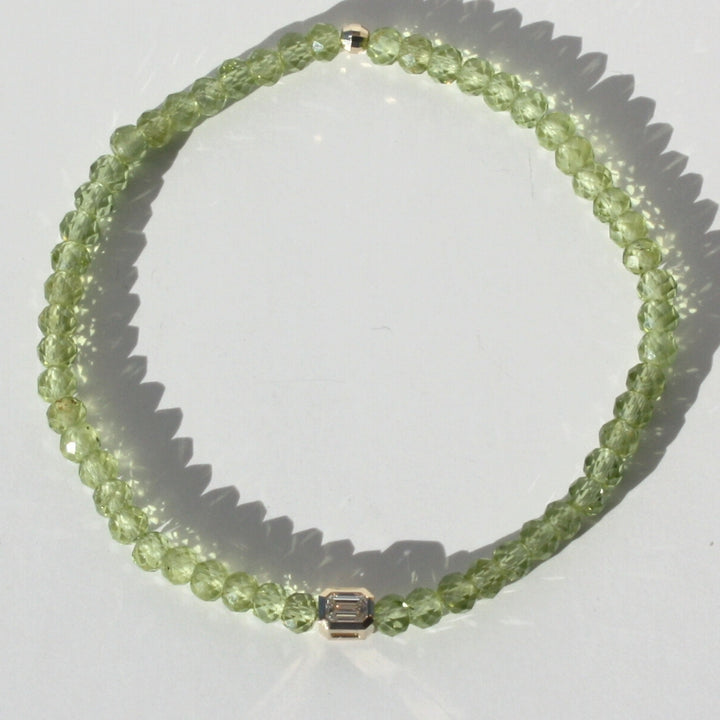 14K Gold Peridot And Diamond Bracelet