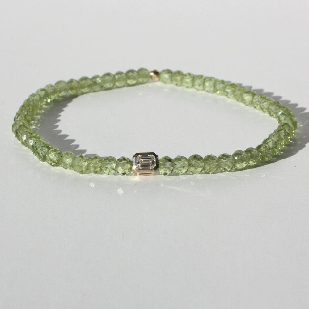 14K Gold Peridot And Diamond Bracelet