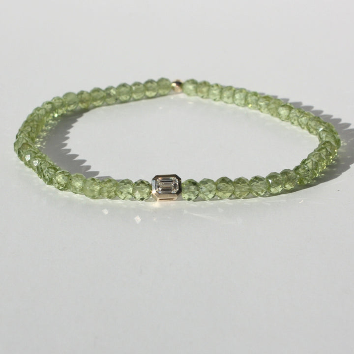 14K Gold Peridot And Diamond Bracelet