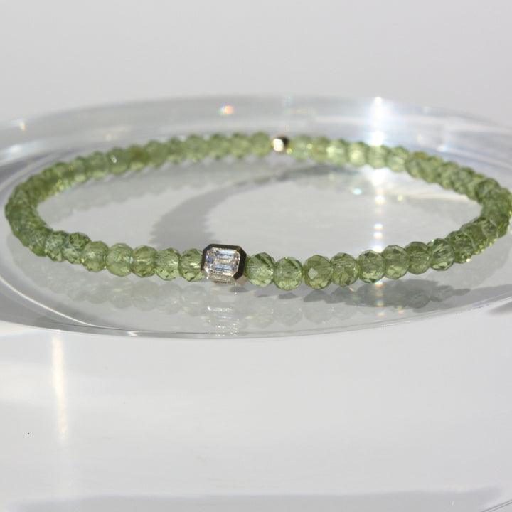 14K Gold Peridot And Diamond Bracelet
