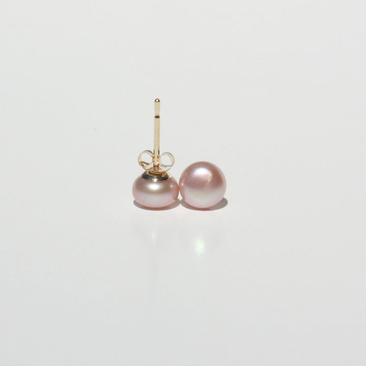 14K Gold Pink Pearl Stud Earrings