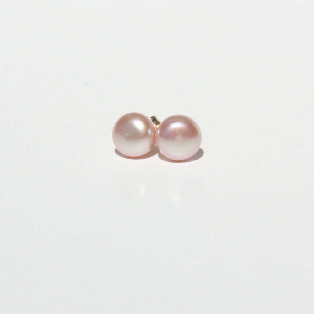 14K Gold Pink Pearl Stud Earrings