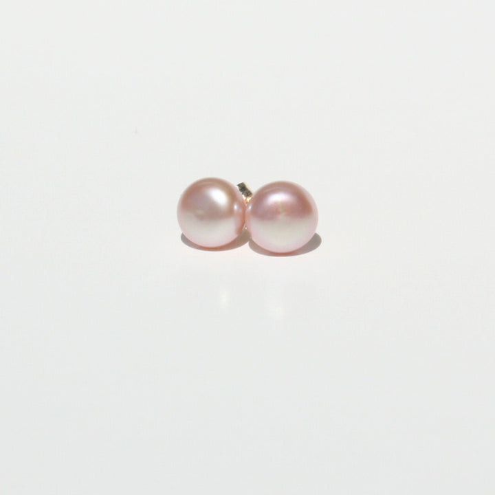 14K Gold Pink Pearl Stud Earrings