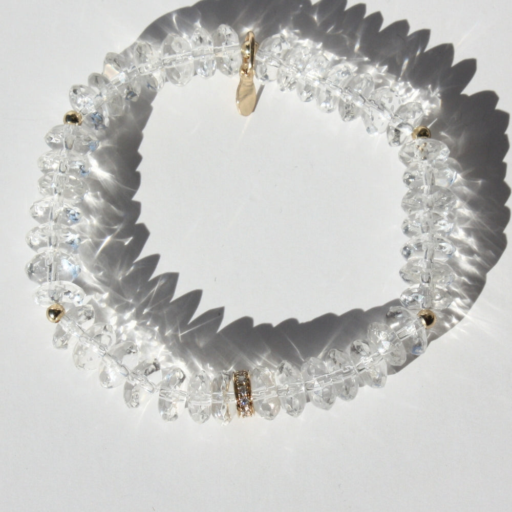 14K Gold Quartz And Diamond Bracelet