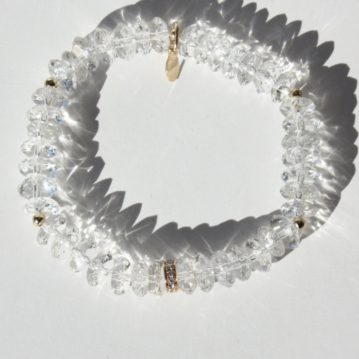 14K Gold Quartz And Diamond Bracelet