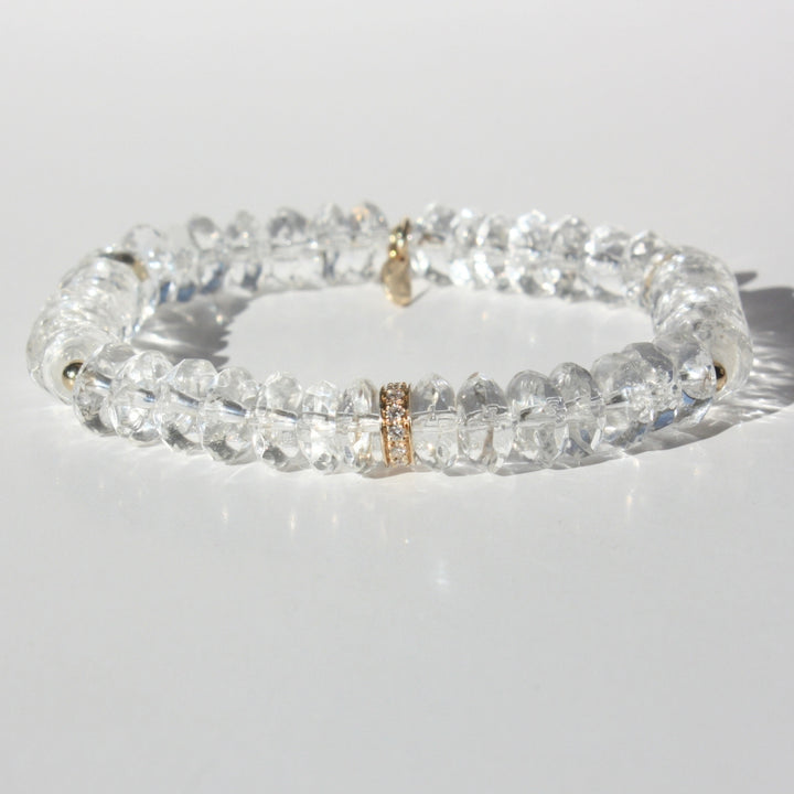 14K Gold Quartz And Diamond Bracelet