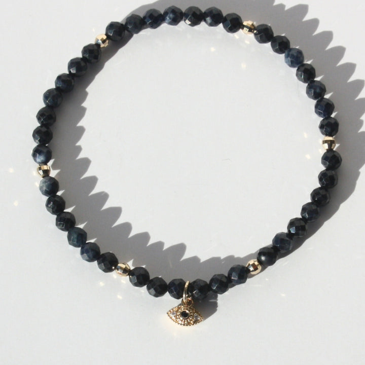 14K Gold Sapphire Charm Bracelet