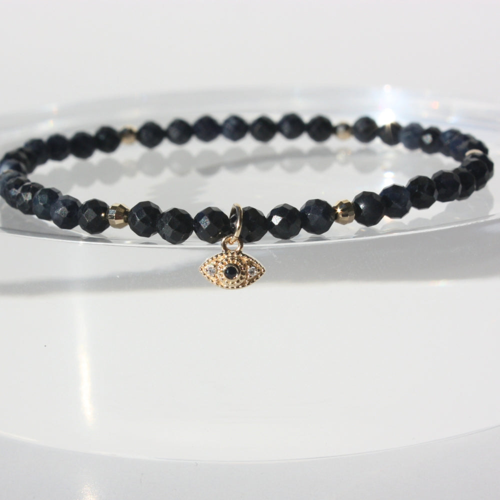 14K Gold Sapphire Charm Bracelet