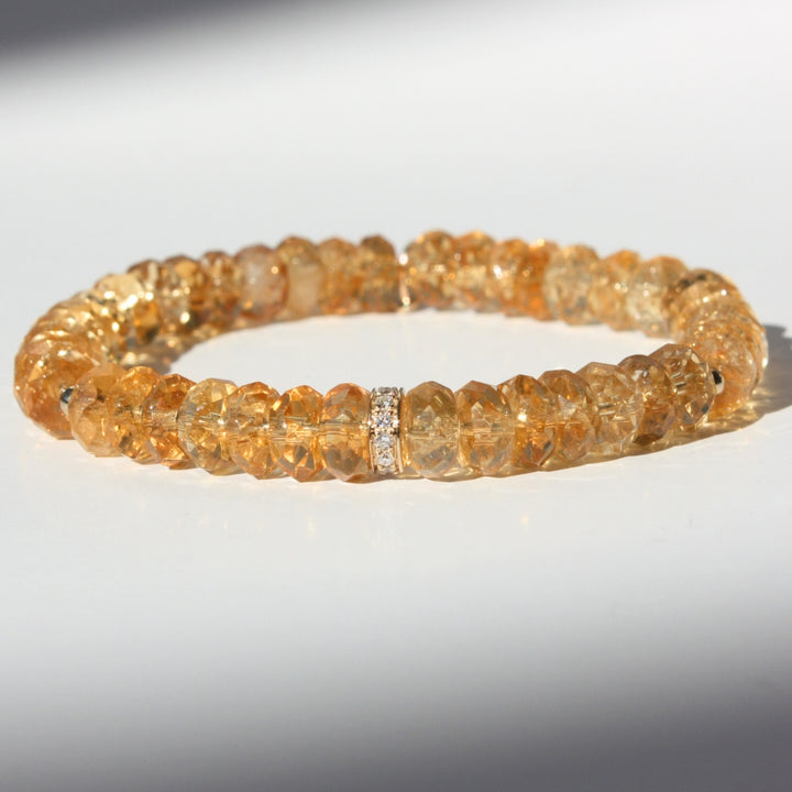 14K Gold Diamond Rondelle Citrine Bracelet