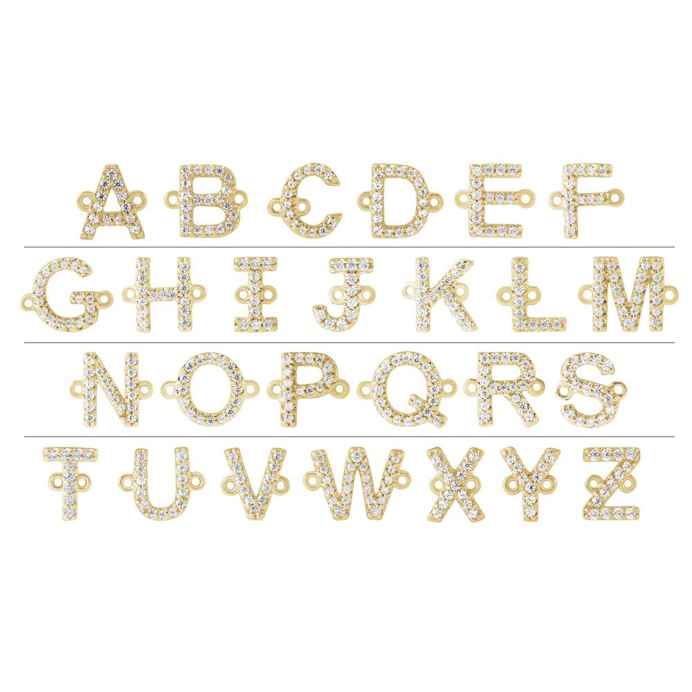 14K Gold Diamond Initial Paperclip Bracelet