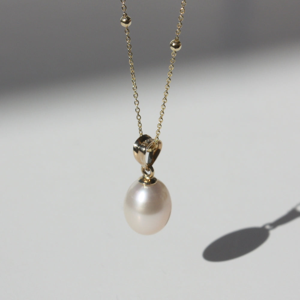 14K Gold Pearl Drop Necklace