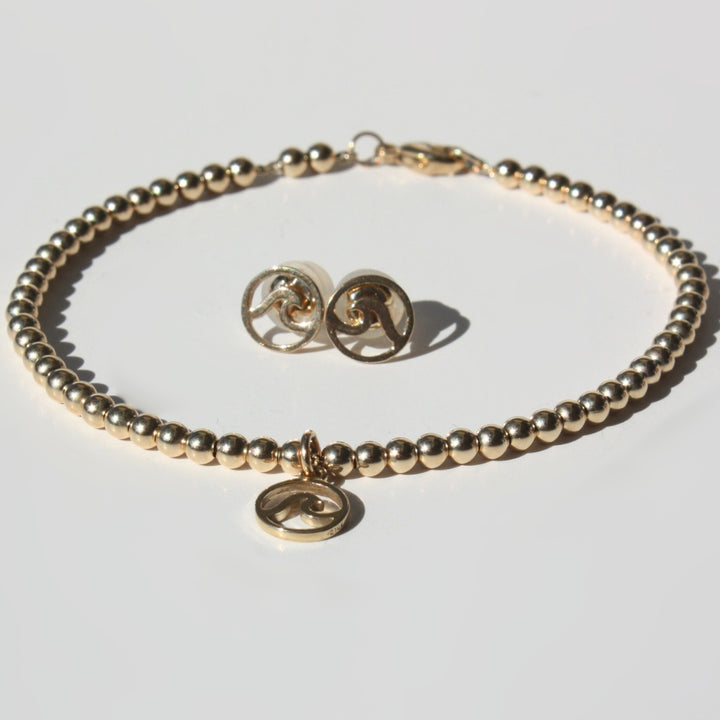14K Gold Wave Bracelet