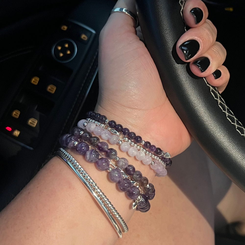 Amethyst Heart Charm Bracelet