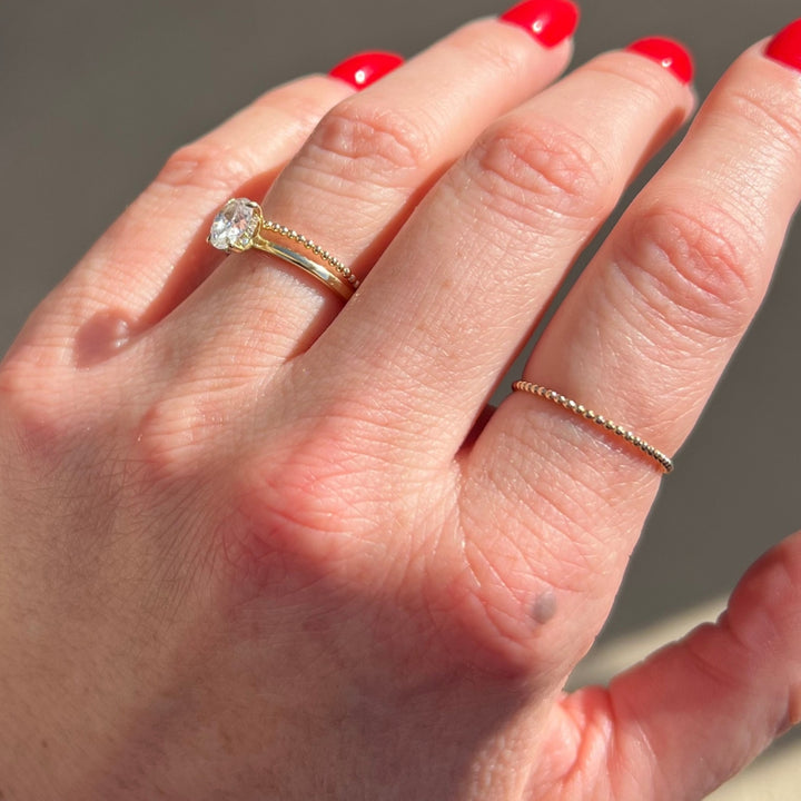 14K Gold Dainty Beaded Ring
