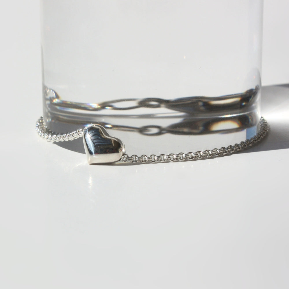 Double Cable Heart Bracelet Silver