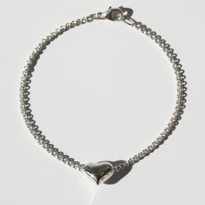 Double Cable Heart Bracelet Silver