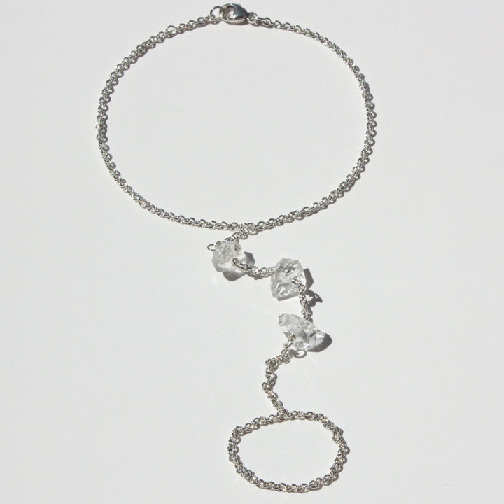 Herkimer Diamond Hand Chain Bracelet Silver