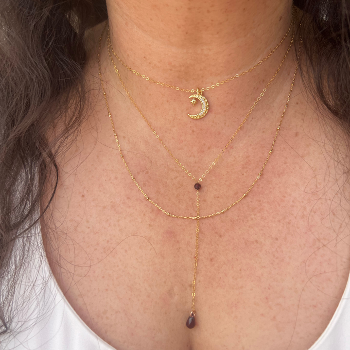 Garnet Lariat Necklace
