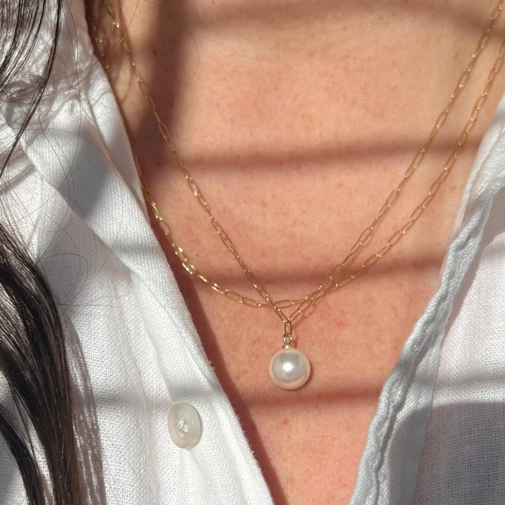 Paperclip Pearl Necklace