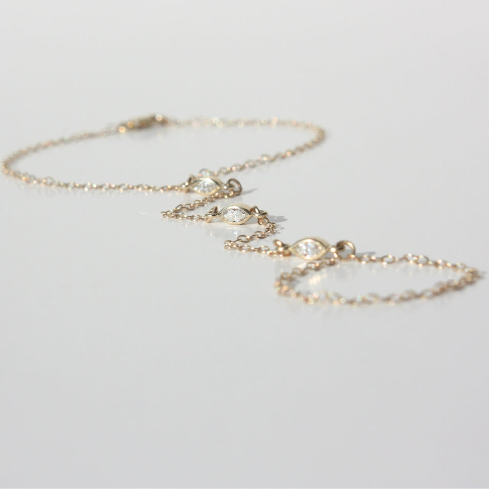 Marquise Diamond Hand Chain Bracelet