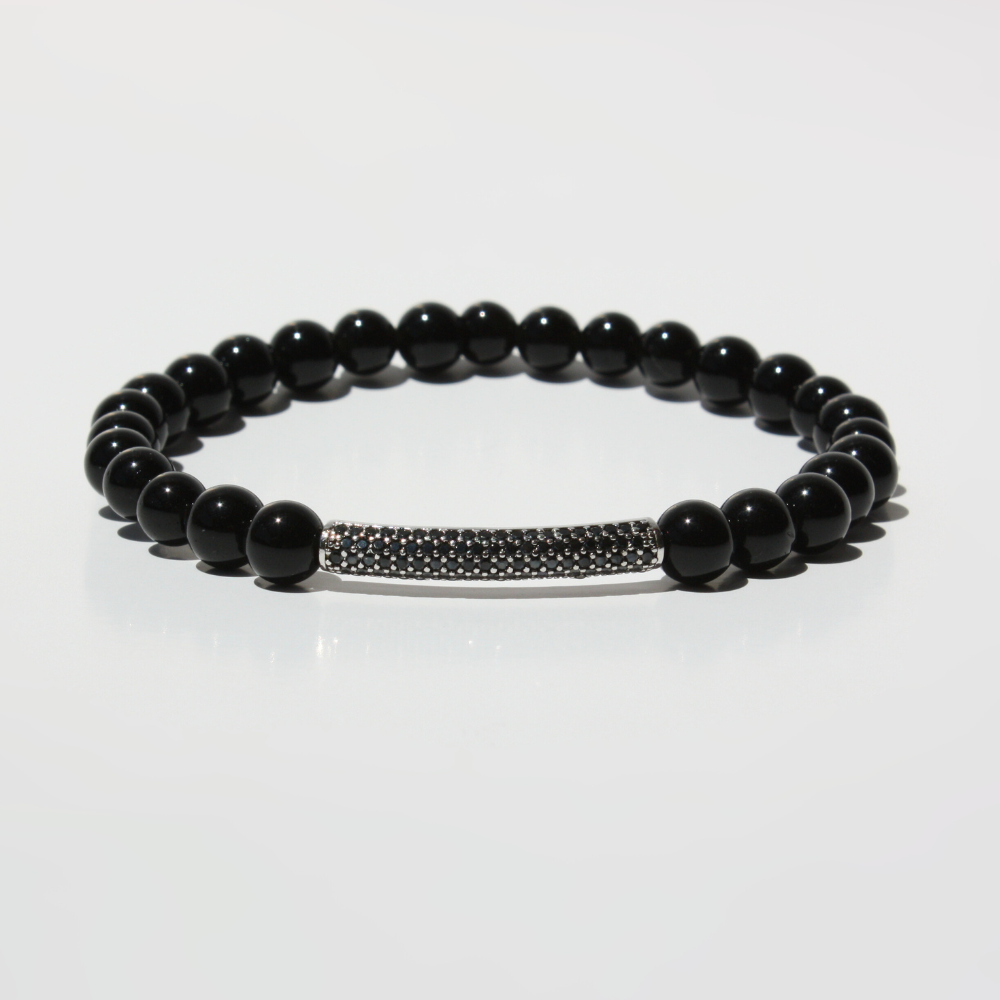Obsidian Bracelet With Black Pave Diamond link