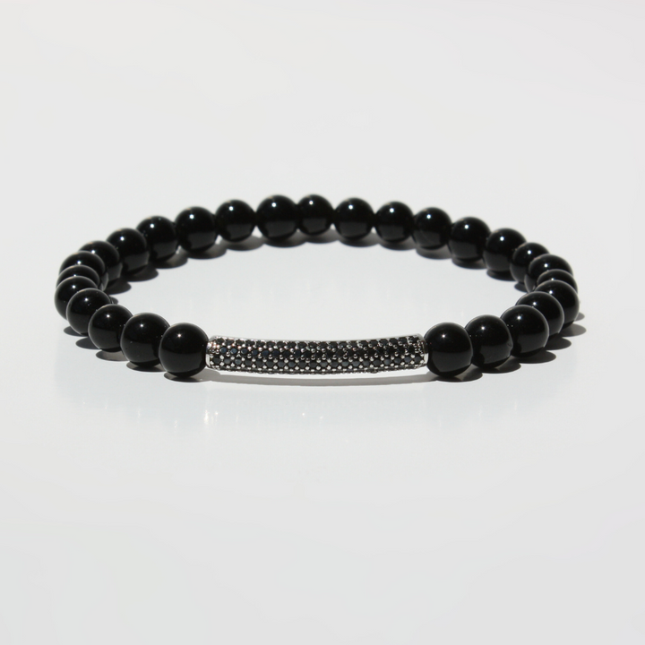 Obsidian Bracelet With Black Pave Diamond link