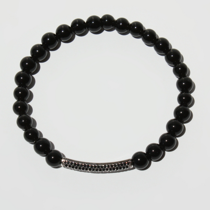 Obsidian Bracelet With Black Pave Diamond link