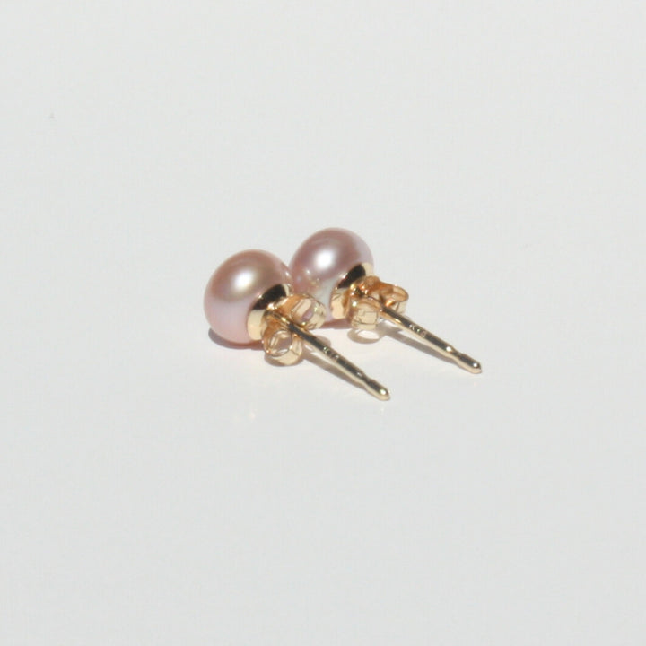 14K Gold Pink Pearl Stud Earrings