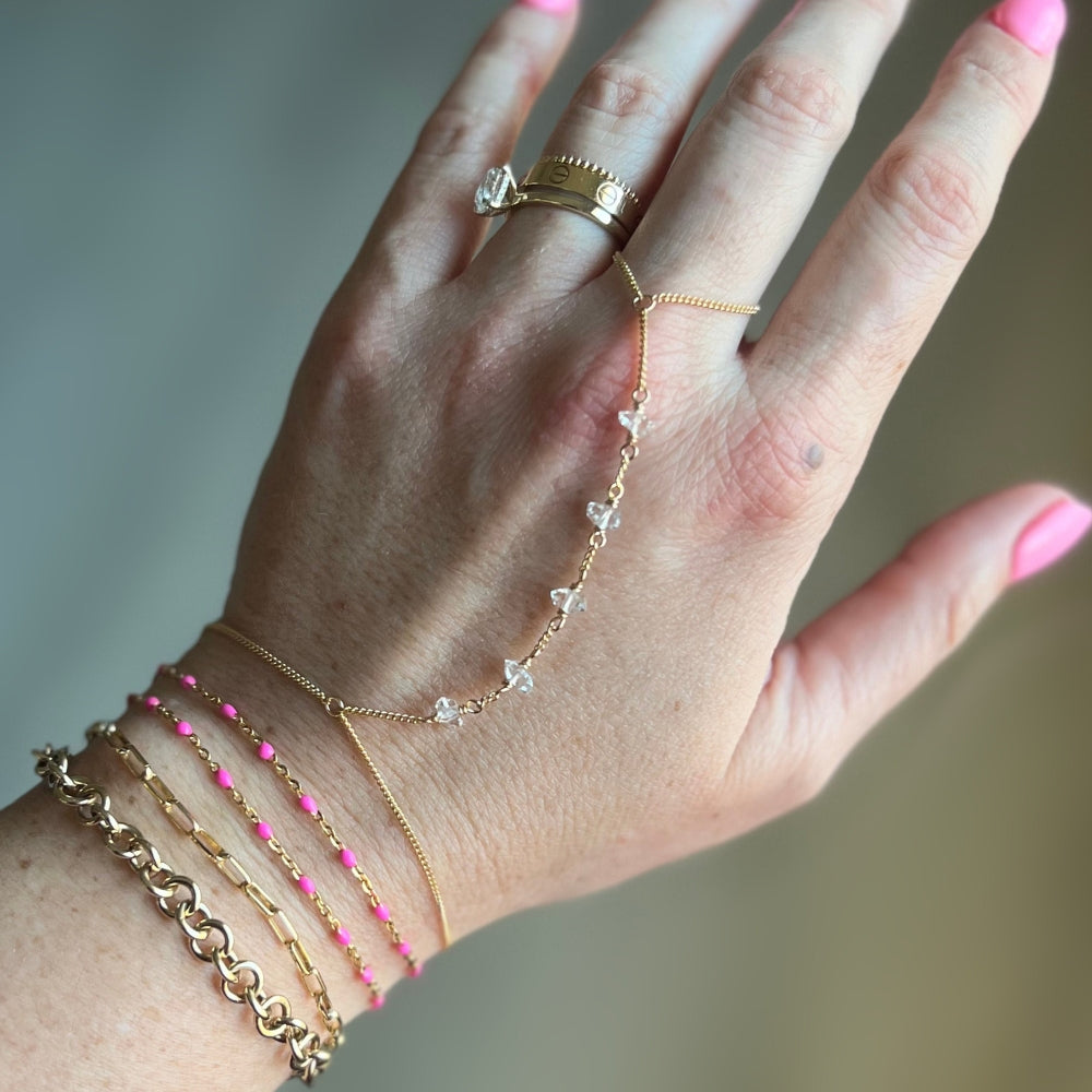 Herkimer Diamond Hand Chain Bracelet