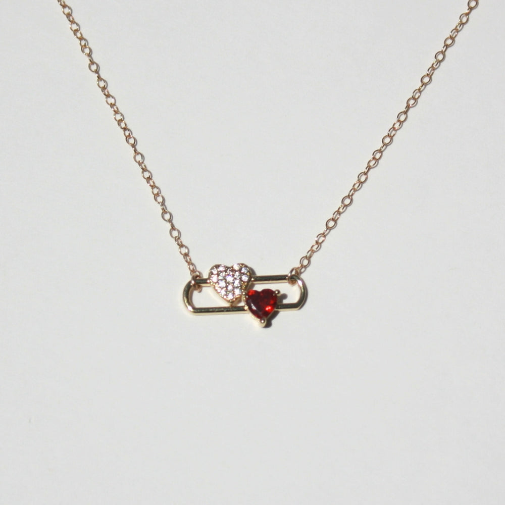 Double Heart Paperclip Necklace