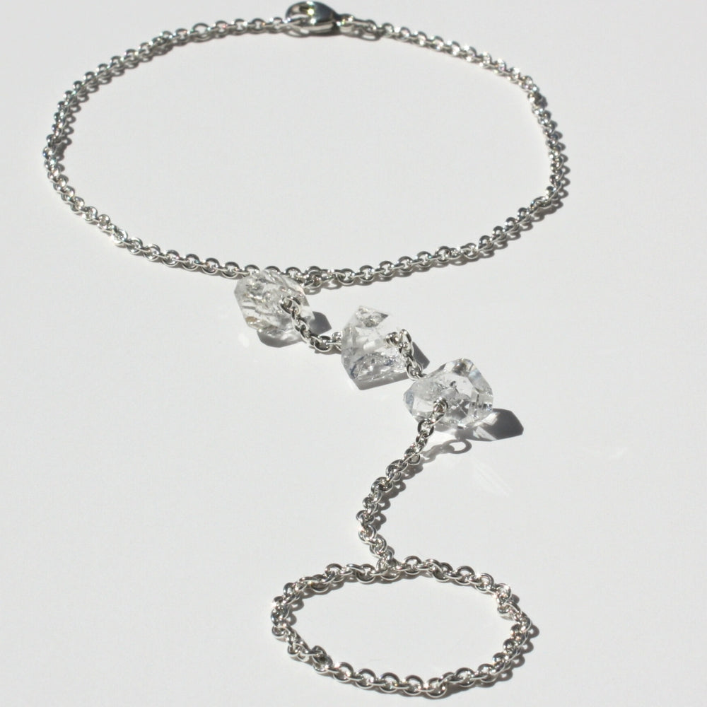 Herkimer Diamond Hand Chain Bracelet Silver