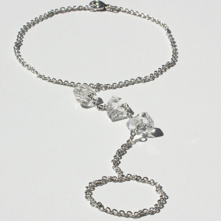 Herkimer Diamond Hand Chain Bracelet Silver