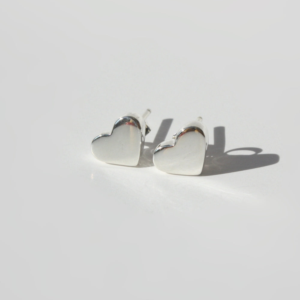 Flat Heart Stud Earrings