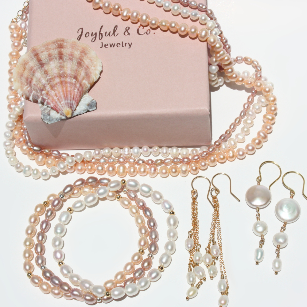 Joyful and Co Grade AAA genuine freshwater pearl necklaces station necklaces earrings and bracelets collection.