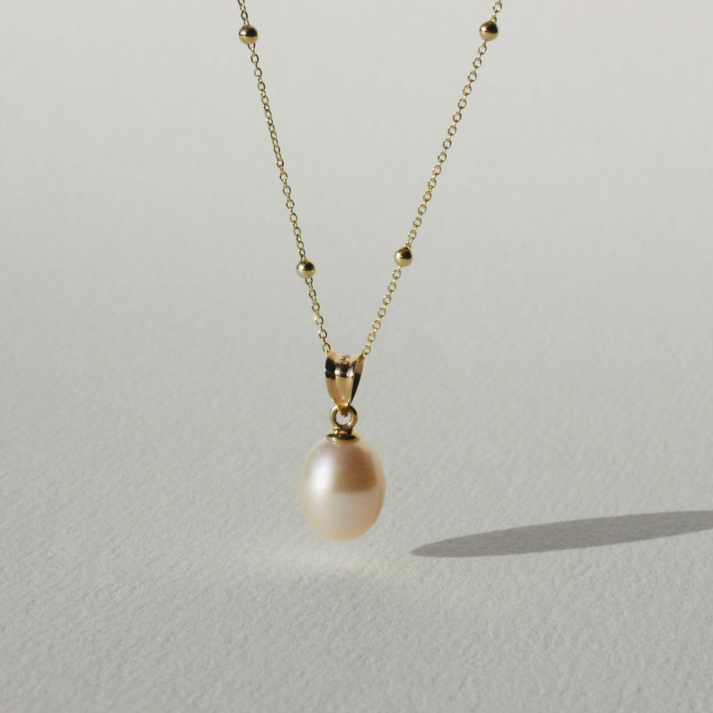 14K Gold Pearl Drop Necklace