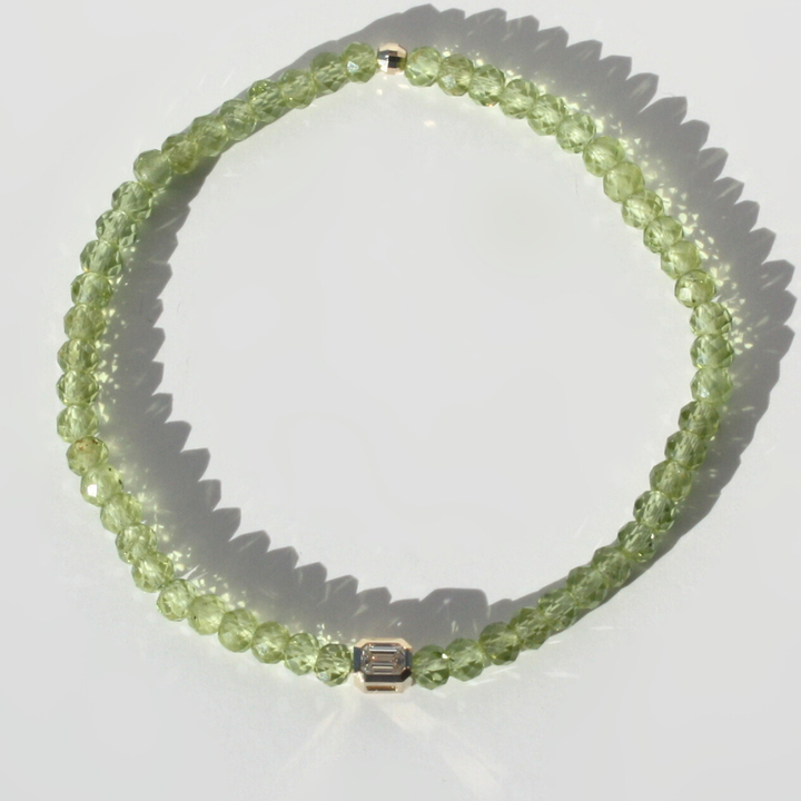 14K Gold Peridot And Diamond Bracelet