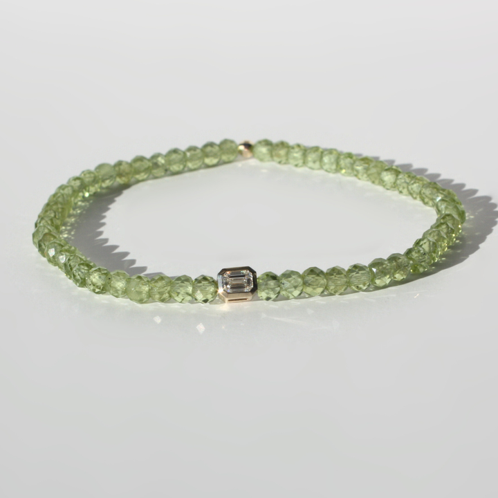 14K Gold Peridot And Diamond Bracelet