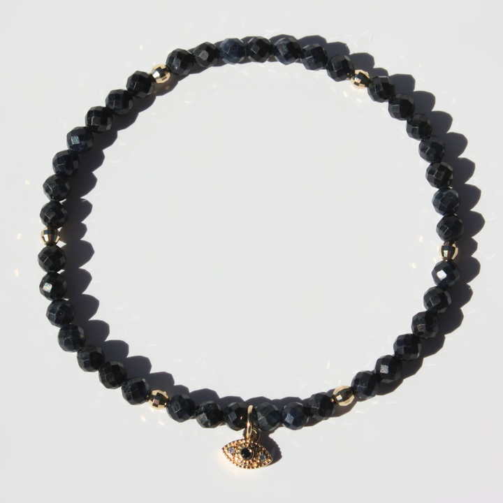 14K Gold Sapphire Charm Bracelet