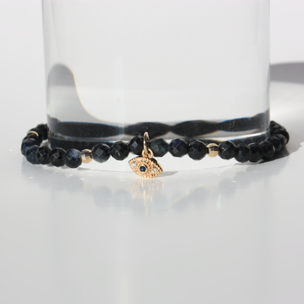 14K Gold Sapphire Charm Bracelet