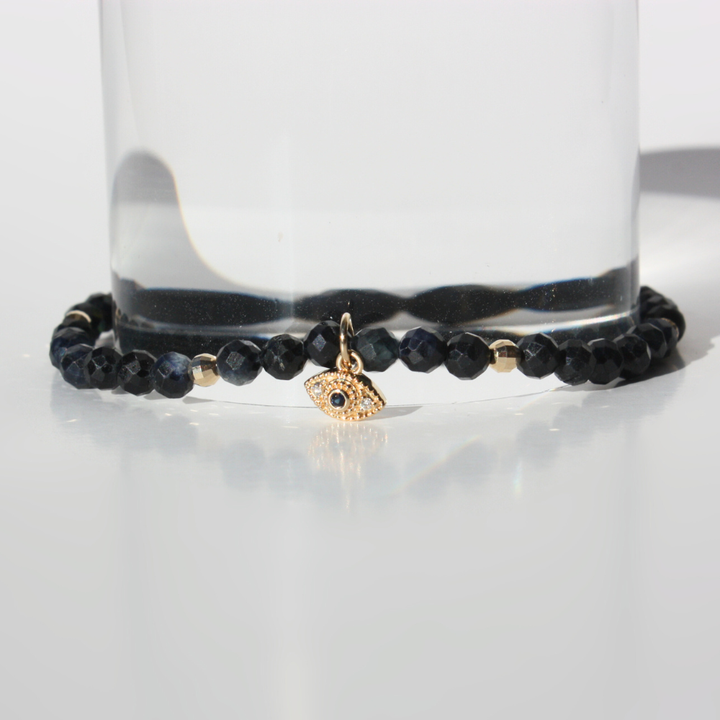 14K Gold Sapphire Charm Bracelet