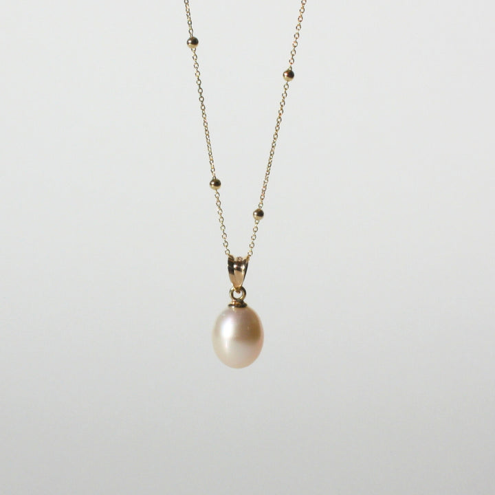 14K Gold Pearl Drop Necklace