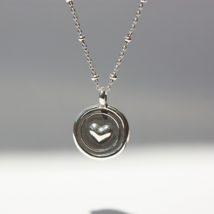 Center 3D Heart Coin Necklace